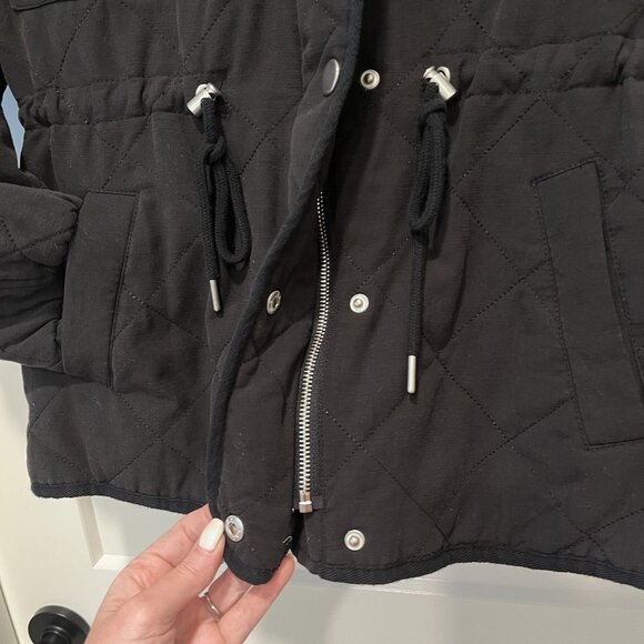 Bagatelle Quilted Patch Padded Snap-up Anorak Jacket Cotton Tencel Black S - Picture 5 of 8